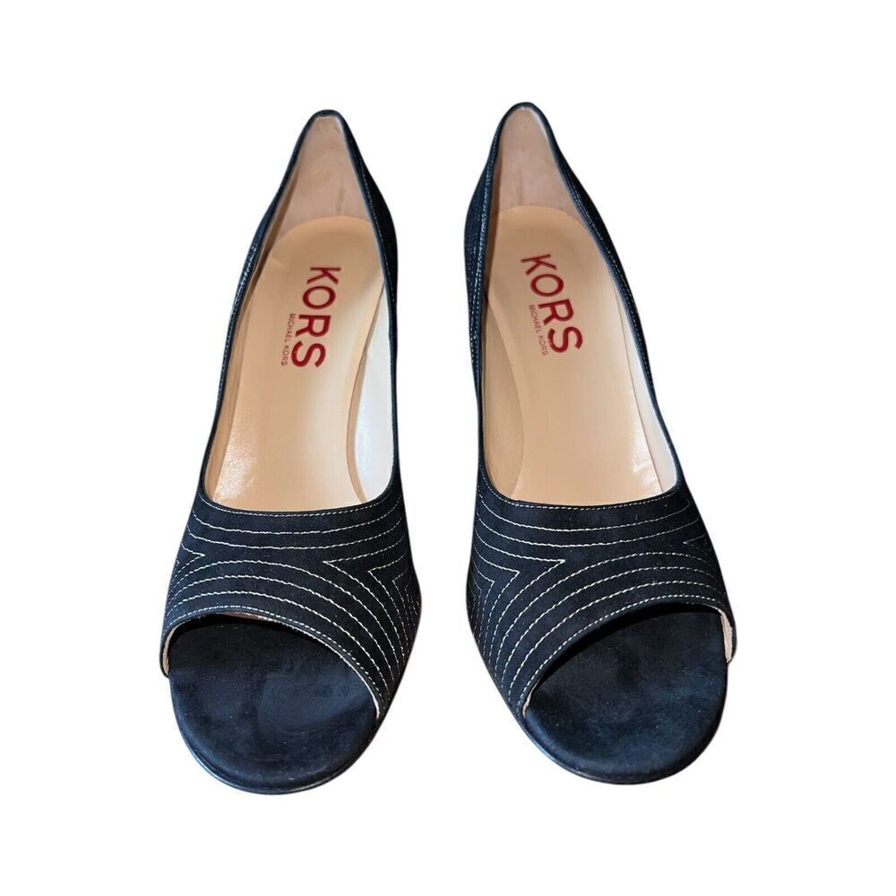 Michael Kors Black Suede Open Toe Chagall Heels Womens Size 10 read description - Picture 3 of 11